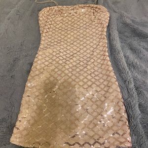 Rose Gold Strappy Sequin Bodycon Dress